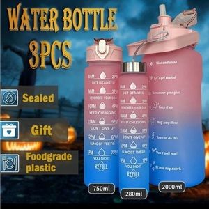 3pcs Motivational Sport Water Bottle Set